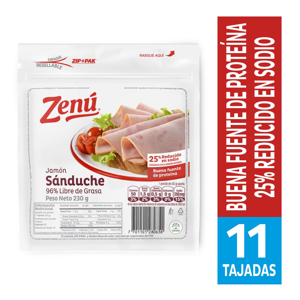 Jamón Sanduche Zenú 230g   