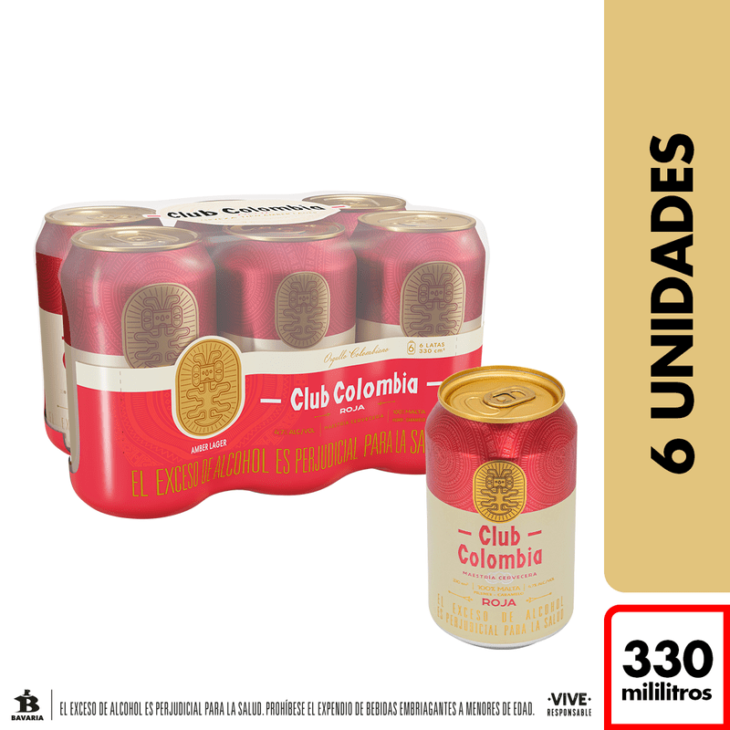 Cerveza Six Pack Club Colombia Roja  Lata 330cm